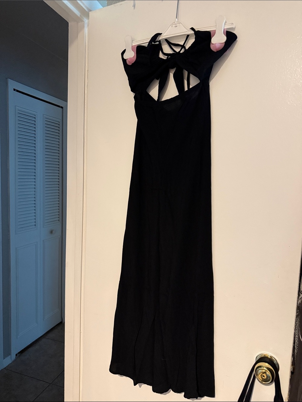 Classic Black Maxi Dress with Back Tie Detail